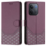 For Xiaomi Redmi 15C 5G (EU) (173mm) / Xiaomi Redmi 15C 4G (EU) (173mm) Case Imprinted Honeycomb RFID Blocking Leather Phone Cover with Strap