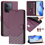 For Xiaomi Redmi 15C 5G (EU) (173mm) / Xiaomi Redmi 15C 4G (EU) (173mm) Case Imprinted Honeycomb RFID Blocking Leather Phone Cover with Strap