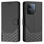 For Xiaomi Redmi 15C 5G (EU) (173mm) / Xiaomi Redmi 15C 4G (EU) (173mm) Case Imprinted Honeycomb RFID Blocking Leather Phone Cover with Strap