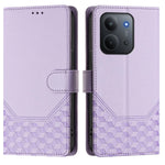 For Xiaomi Redmi 15C 5G (EU) (173mm) / Xiaomi Redmi 15C 4G (EU) (173mm) Case Imprinted Honeycomb RFID Blocking Leather Phone Cover with Strap