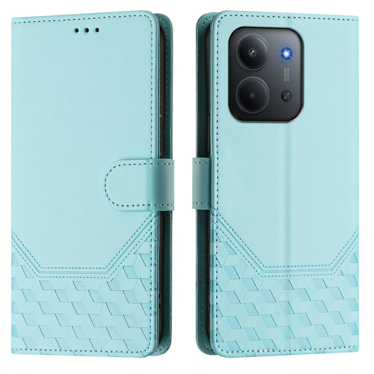 For Xiaomi Redmi 15C 5G (EU) (173mm) / Xiaomi Redmi 15C 4G (EU) (173mm) Case Imprinted Honeycomb RFID Blocking Leather Phone Cover with Strap