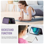 JEEHOOD For Samsung Galaxy S20 FE Case  J05 Leather Mobile Cover with Detachable Magnetic Card Bag