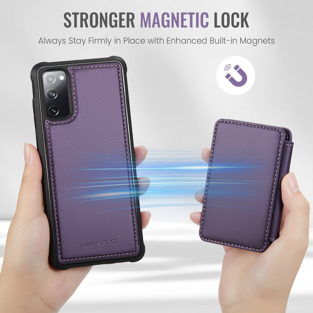 JEEHOOD For Samsung Galaxy S20 FE Case  J05 Leather Mobile Cover with Detachable Magnetic Card Bag