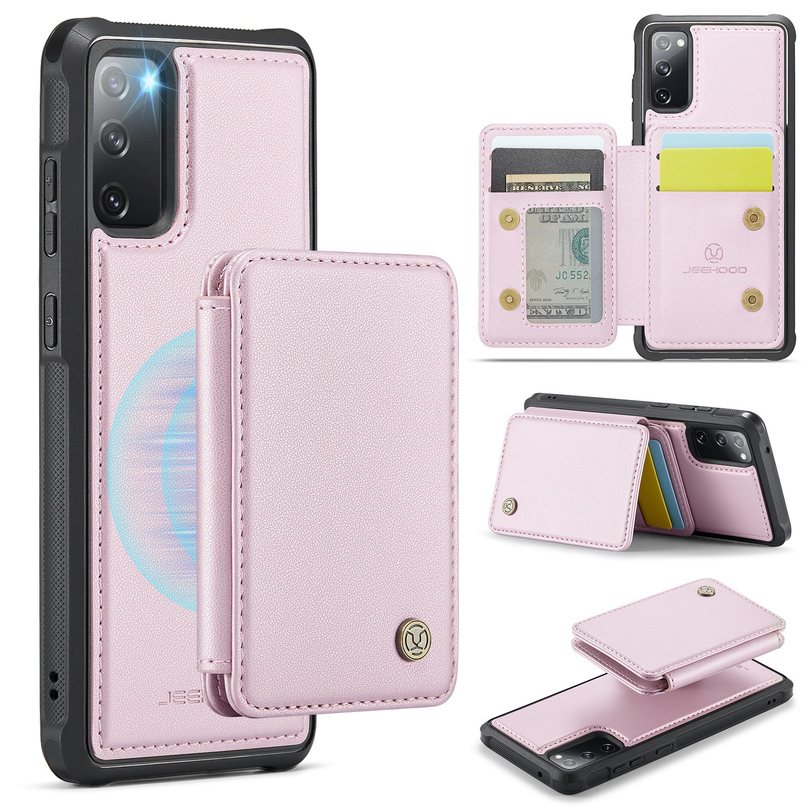 JEEHOOD For Samsung Galaxy S20 FE Case  J05 Leather Mobile Cover with Detachable Magnetic Card Bag