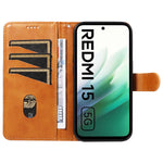 For Xiaomi Redmi 15 4G (EU) (171mm) Wallet Case T-Shape Lines Leather Phone Cover Stand