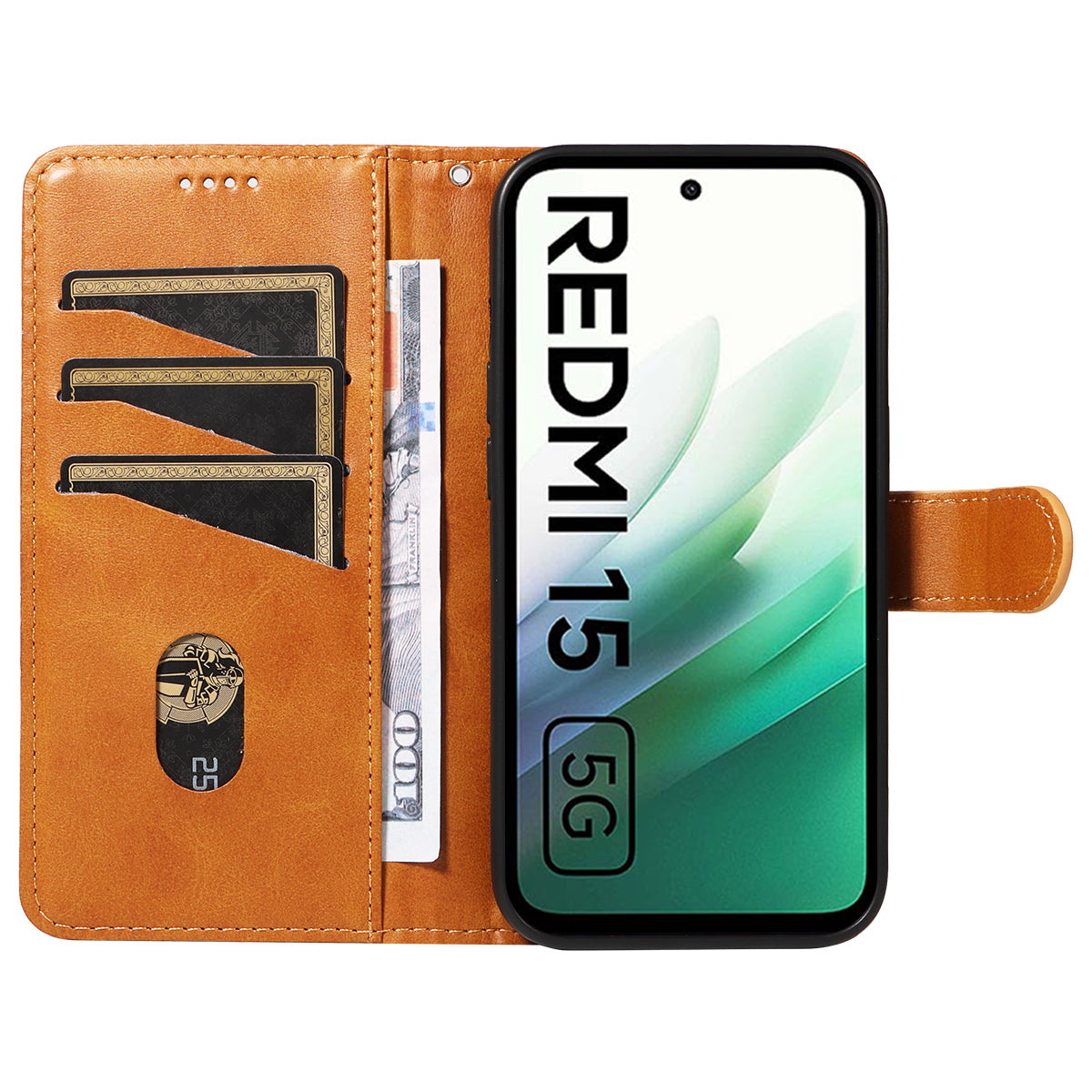 For Xiaomi Redmi 15 4G (EU) (171mm) Wallet Case T-Shape Lines Leather Phone Cover Stand