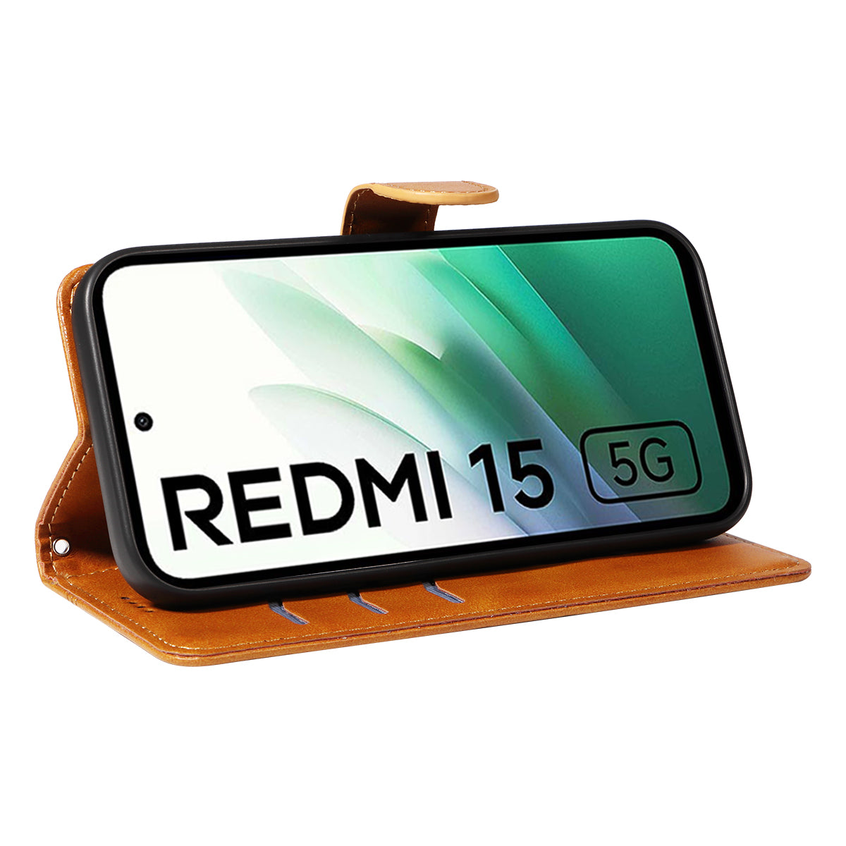 For Xiaomi Redmi 15 4G (EU) (171mm) Wallet Case T-Shape Lines Leather Phone Cover Stand