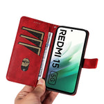 For Xiaomi Redmi 15 4G (EU) (171mm) Leather Case Geometric Line Design Wallet Phone Cover with Wrist Strap