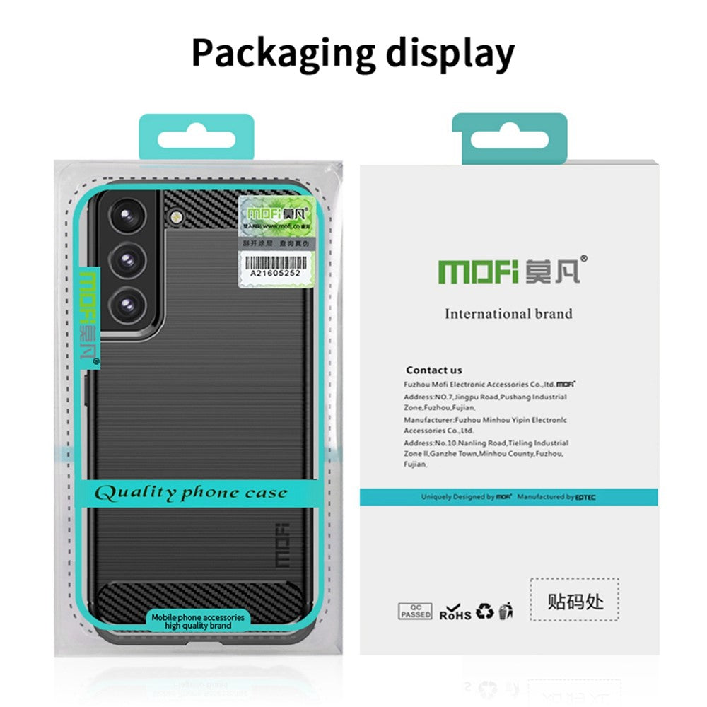 MOFI JK TPU Series-1 Carbon Fiber Texture Phone Shell for Samsung Galaxy S23, Anti-dust Phone Case Soft TPU Brushed Phone Case