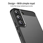 MOFI JK TPU Series-1 Carbon Fiber Texture Phone Shell for Samsung Galaxy S23, Anti-dust Phone Case Soft TPU Brushed Phone Case
