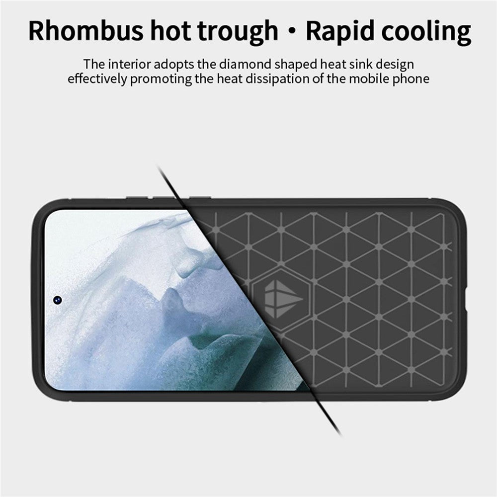 MOFI JK TPU Series-1 Carbon Fiber Texture Phone Shell for Samsung Galaxy S23, Anti-dust Phone Case Soft TPU Brushed Phone Case