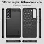 MOFI JK TPU Series-1 Carbon Fiber Texture Phone Shell for Samsung Galaxy S23, Anti-dust Phone Case Soft TPU Brushed Phone Case