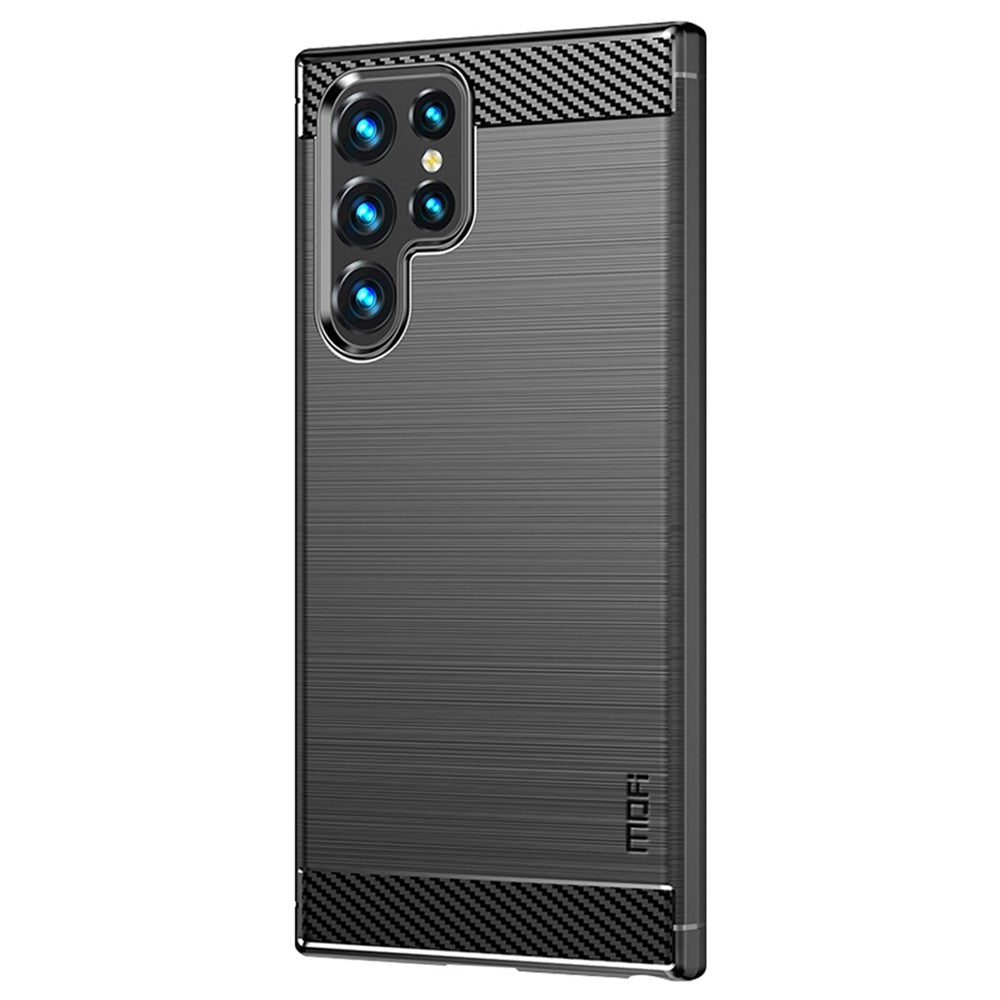 MOFI JK TPU Series-1 for Samsung Galaxy S23 Ultra Carbon Fiber Texture Anti-fingerprint Phone Case Soft TPU Brushed Protective Cover
