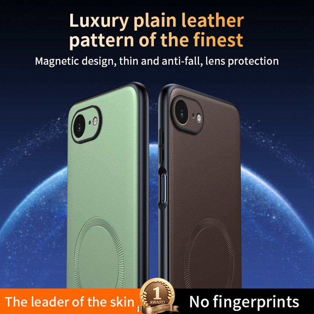 Til iPhone 17e / 16e cover, der er kompatibelt med MagSafe læderbelagt TPU + PC telefoncover