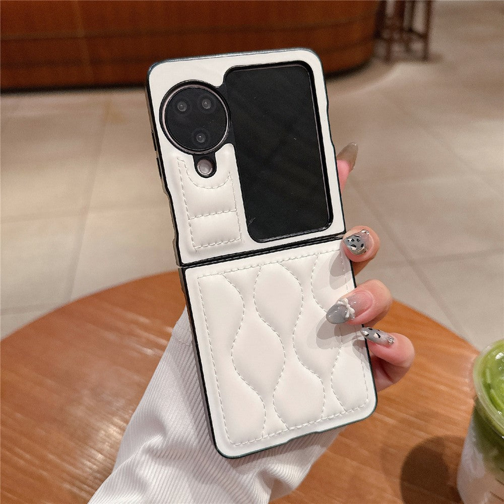 For Oppo Find N3 Flip 5G Folding Phone Case Ripple Pattern Leather Coated PC Cover