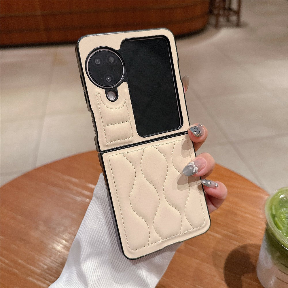 For Oppo Find N3 Flip 5G Folding Phone Case Ripple Pattern Leather Coated PC Cover