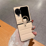 For Oppo Find N3 Flip 5G Case Down Jacket Style Rhinestone Decor Ring Holder Leather Coated PC Phone Cover