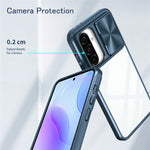 Til Samsung Galaxy A36 5G etui TPU + PC klart telefoncover med CD-linje kameralinse med skydelåg