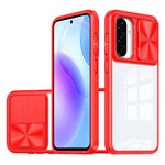 Til Samsung Galaxy A36 5G etui TPU + PC klart telefoncover med CD-linje kameralinse med skydelåg