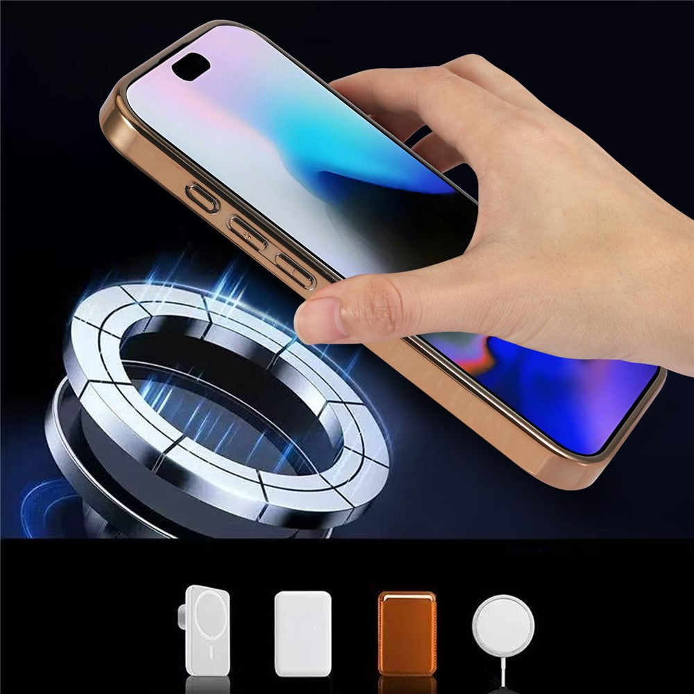 Til iPhone 17 Magnetisk Telefoncover, Glitrende Galvaniseret TPU Ramme PC Bagside