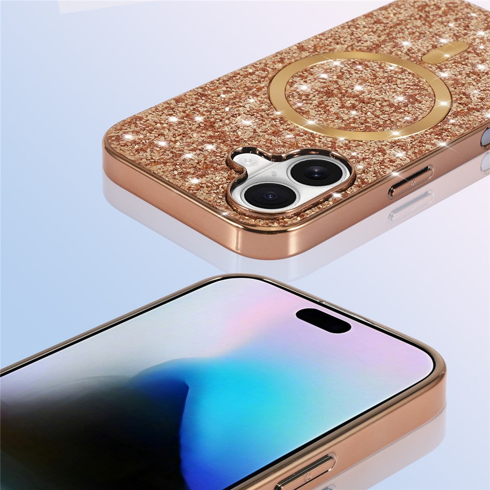 Til iPhone 17 Magnetisk Telefoncover, Glitrende Galvaniseret TPU Ramme PC Bagside
