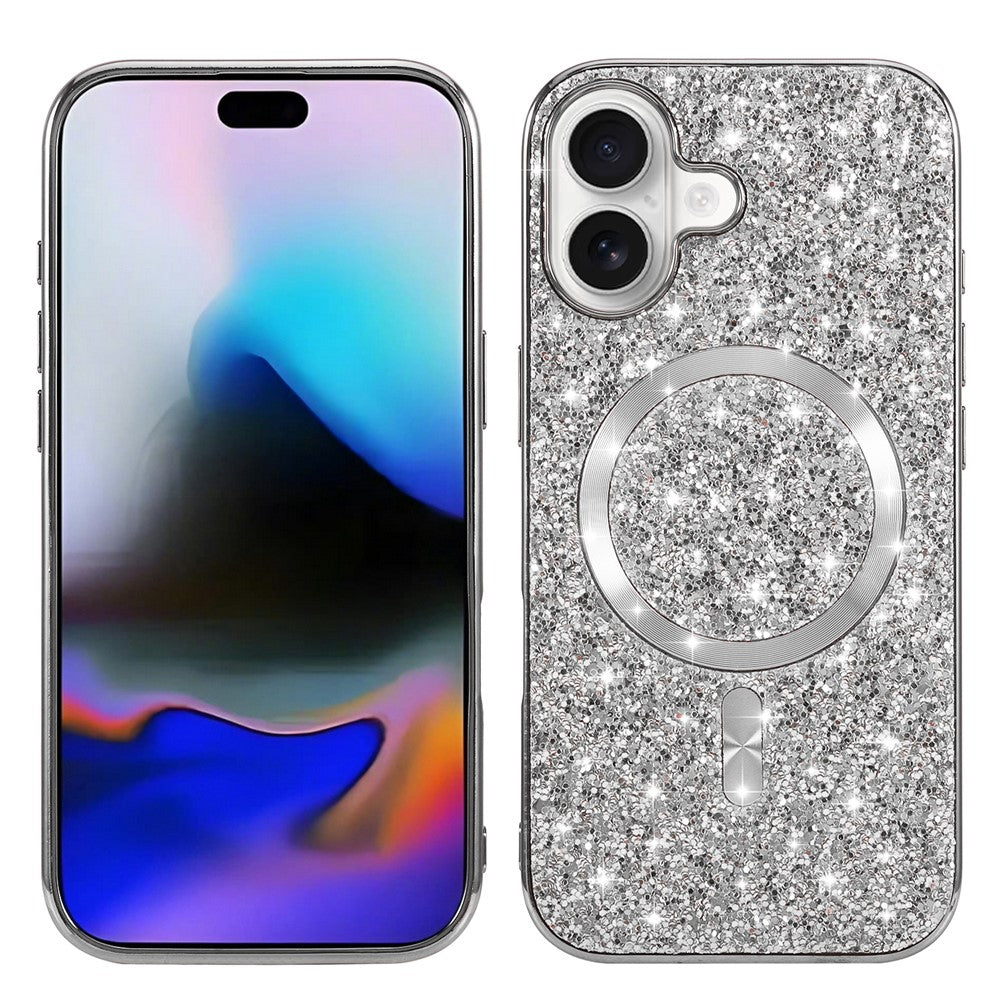 Til iPhone 17 Magnetisk Telefoncover, Glitrende Galvaniseret TPU Ramme PC Bagside