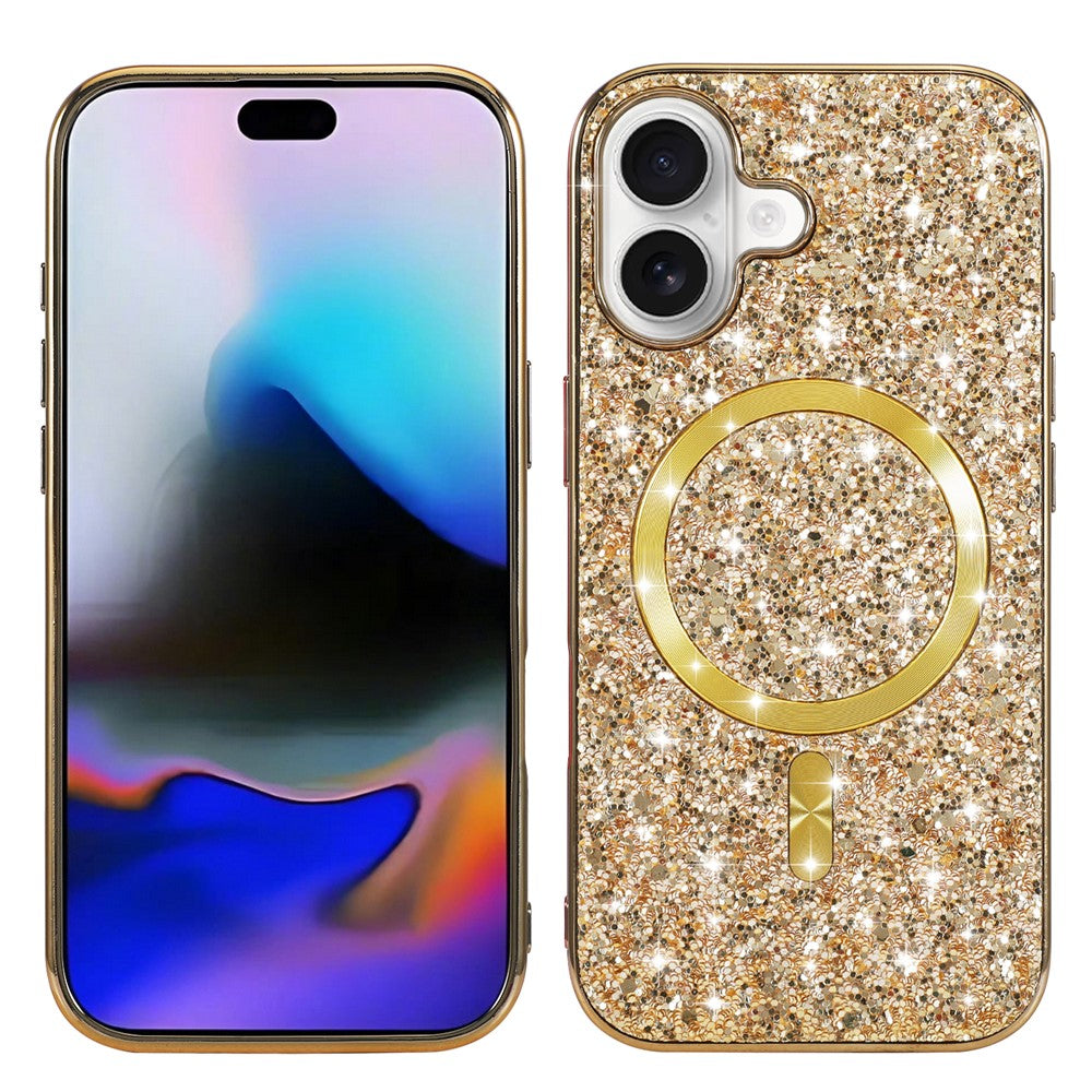 Til iPhone 17 Magnetisk Telefoncover, Glitrende Galvaniseret TPU Ramme PC Bagside