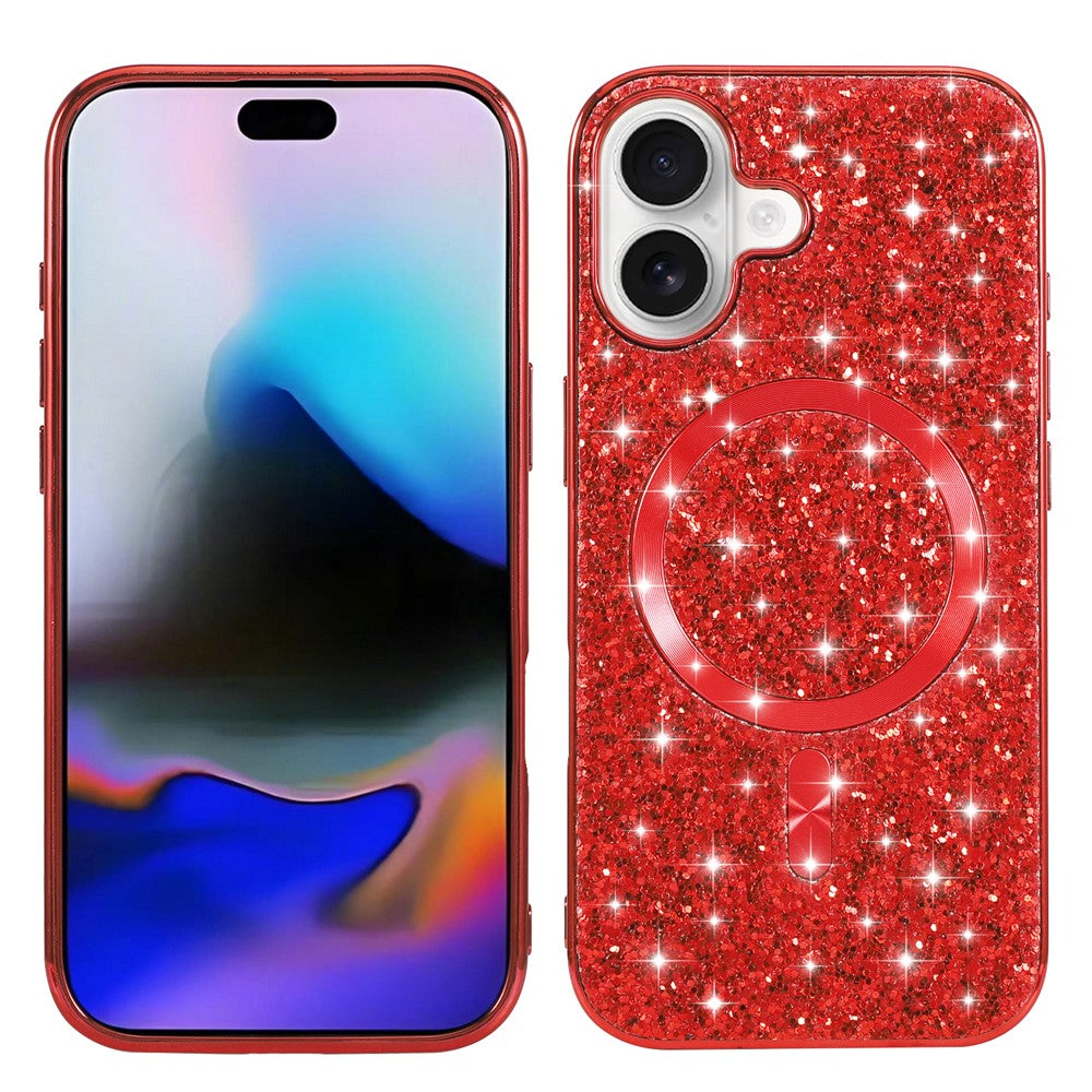Til iPhone 17 Magnetisk Telefoncover, Glitrende Galvaniseret TPU Ramme PC Bagside
