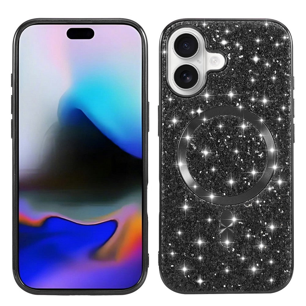 Til iPhone 17 Magnetisk Telefoncover, Glitrende Galvaniseret TPU Ramme PC Bagside