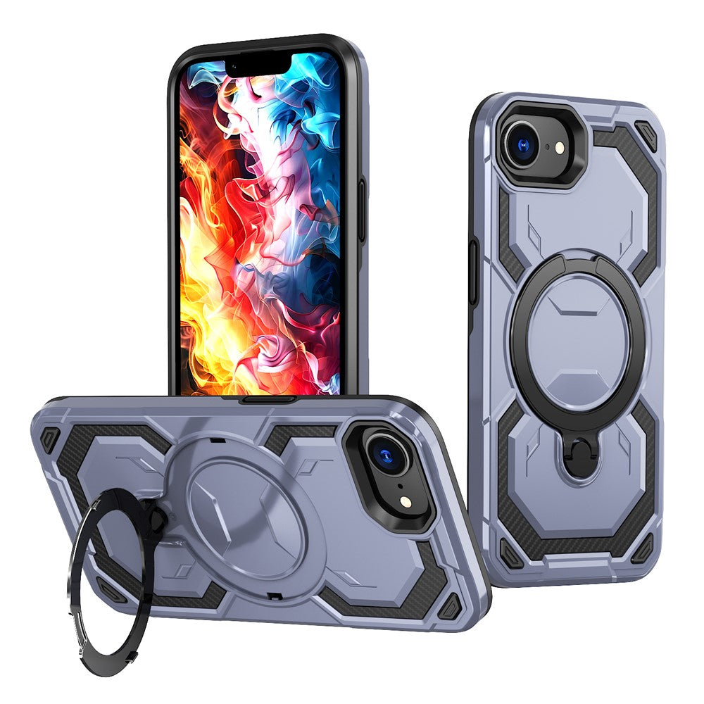 Til iPhone 17e / 16e Magnetisk cover med ringholder PC + TPU Hybrid Telefoncover