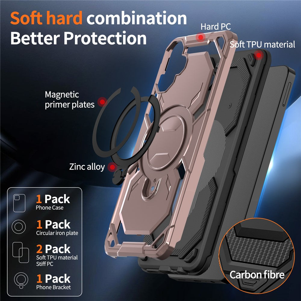 For Samsung Galaxy A06 4G Magnetic Case Ring Kickstand PC + TPU Hybrid Phone Cover