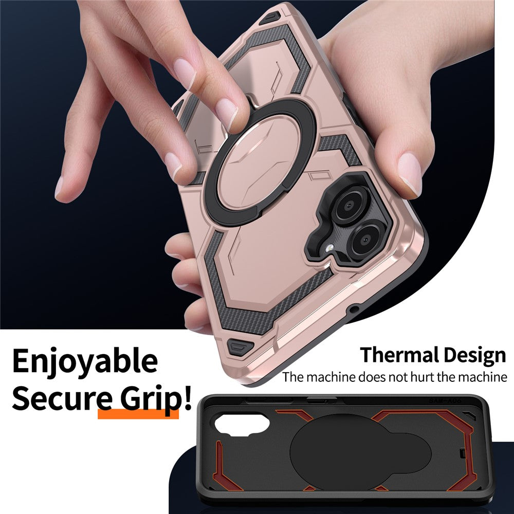 For Samsung Galaxy A06 4G Magnetic Case Ring Kickstand PC + TPU Hybrid Phone Cover