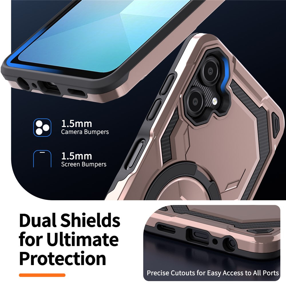 For Samsung Galaxy A06 4G Magnetic Case Ring Kickstand PC + TPU Hybrid Phone Cover