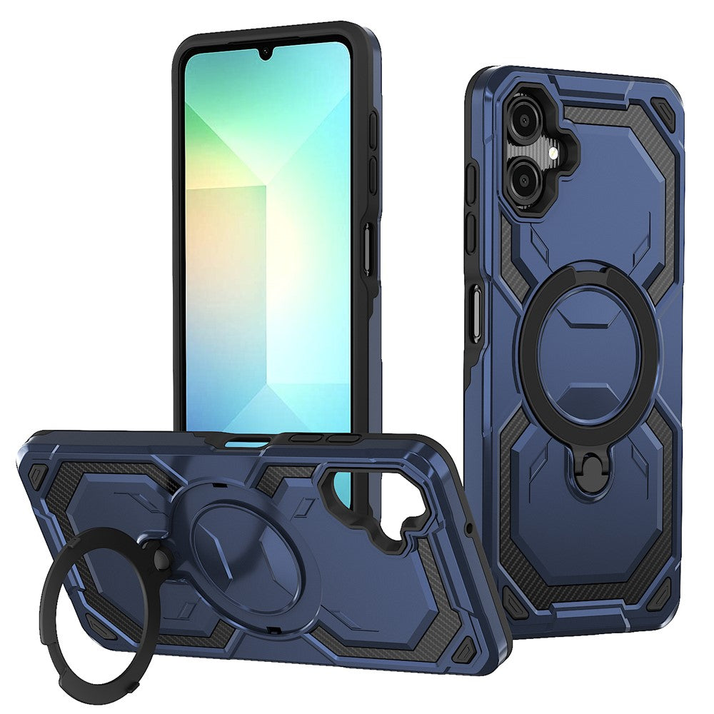 For Samsung Galaxy A06 4G Magnetic Case Ring Kickstand PC + TPU Hybrid Phone Cover