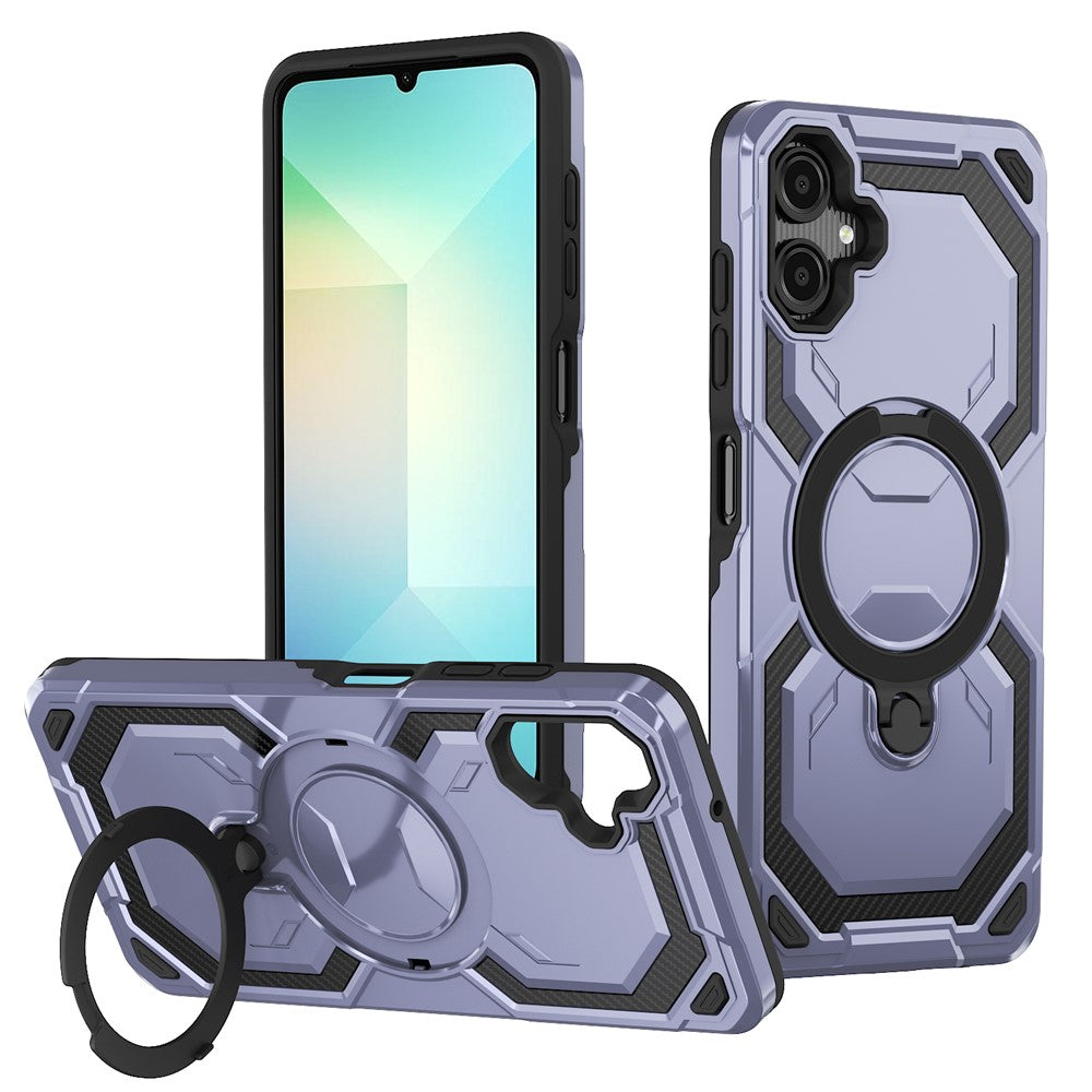 For Samsung Galaxy A06 4G Magnetic Case Ring Kickstand PC + TPU Hybrid Phone Cover