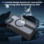 For iPhone 17th / 16th Magnetic Case Kickstand Grid Texture TPU PC Phone Back Cover
