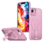 For iPhone 17th / 16th Magnetic Case Kickstand Grid Texture TPU PC Phone Back Cover