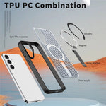 Magnetiskt skal för Samsung Galaxy S25 FE med stativ, rutmönster, TPU PC-baksida