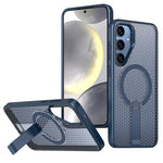 Magnetiskt skal för Samsung Galaxy S25 FE med stativ, rutmönster, TPU PC-baksida