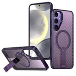 Magnetiskt skal för Samsung Galaxy S25 FE med stativ, rutmönster, TPU PC-baksida