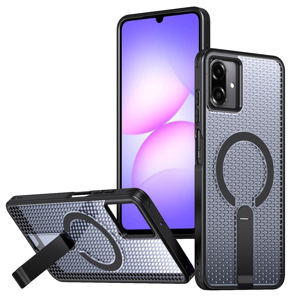 Til Samsung Galaxy A08 5G / A07 5G / A07 4G Magnetisk Cover Stativ Gitter Tekstur TPU PC Telefon Bagside