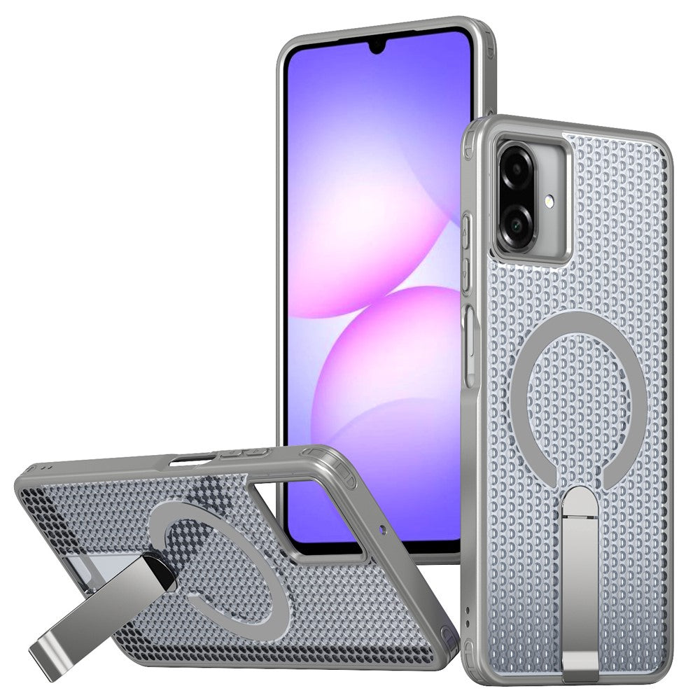 Til Samsung Galaxy A08 5G / A07 5G / A07 4G Magnetisk Cover Stativ Gitter Tekstur TPU PC Telefon Bagside