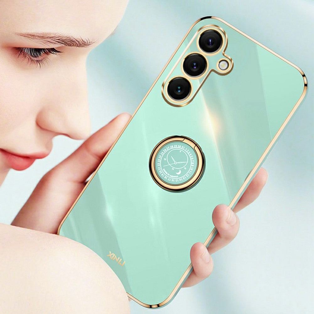 XINLI For Samsung Galaxy S25 FE Case Ring Kickstand Electroplating TPU Phone Cover