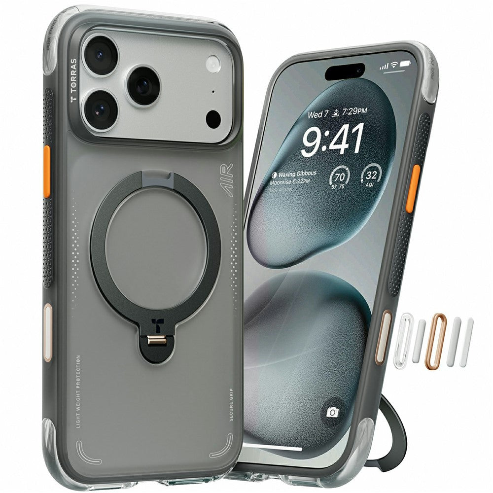 TORRAS Ostand Q3 Air Series For iPhone 17 Pro Max Case Compatible with MagSafe Shockproof PC + TPU Phone Cover with Kickstand