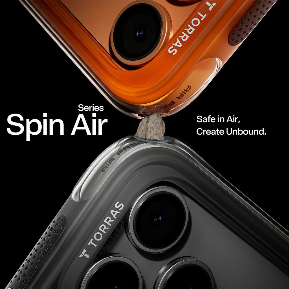 TORRAS Ostand Q3 Air Series til iPhone 17 Pro cover, kompatibel med MagSafe Stødabsorberende PC + TPU telefoncover med støttefod