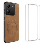 WANLONFENG For Xiaomi Poco M7 Pro 5G Magnetic Case  SD Series PC TPU Phone Cover with 2Pcs Screen Film