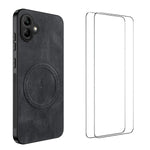 WANLONFENG For Samsung Galaxy A08 4G / A07 4G Magnetic Case  SD Series PC TPU Phone Cover with 2Pcs Screen Film