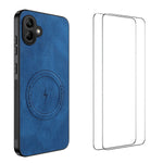 WANLONFENG For Samsung Galaxy A08 4G / A07 4G Magnetic Case  SD Series PC TPU Phone Cover with 2Pcs Screen Film