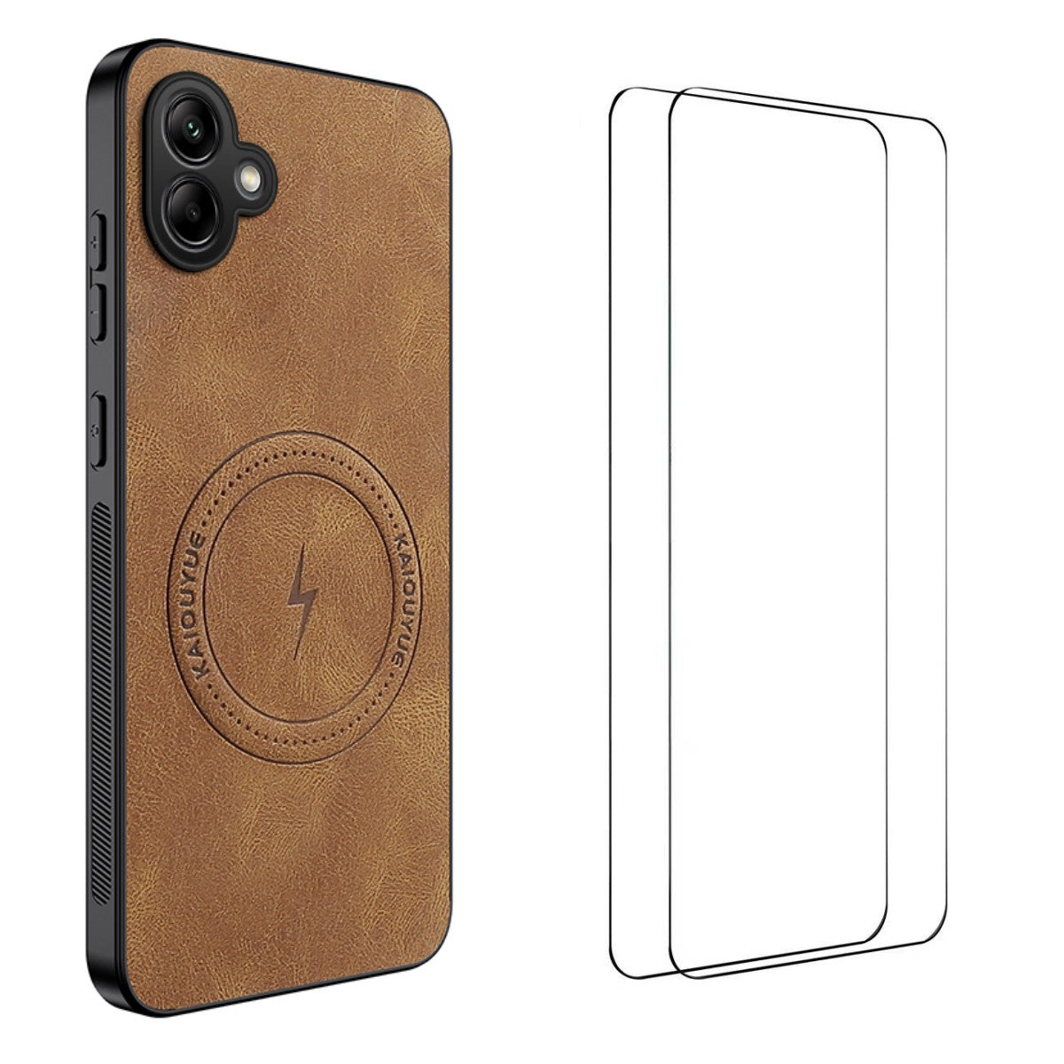 WANLONFENG For Samsung Galaxy A08 4G / A07 4G Magnetic Case  SD Series PC TPU Phone Cover with 2Pcs Screen Film