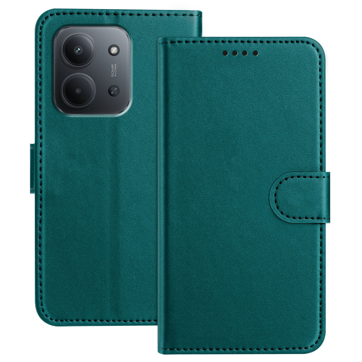 For Xiaomi Redmi 15C 5G (EU) (173mm) / Xiaomi Redmi 15C 4G (EU) (173mm) Leather Case Wallet Stand Solid Color Anti Drop Phone Cover
